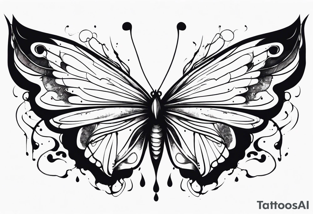 dead butterfly spreading wings and dripped in blood tattoo idea