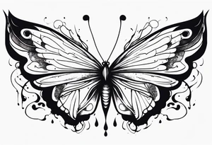 dead butterfly spreading wings and dripped in blood tattoo idea