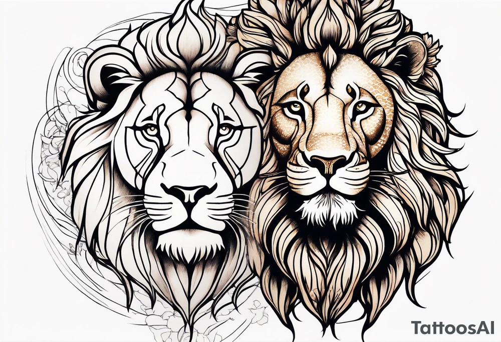 lion and lioness tattoo idea