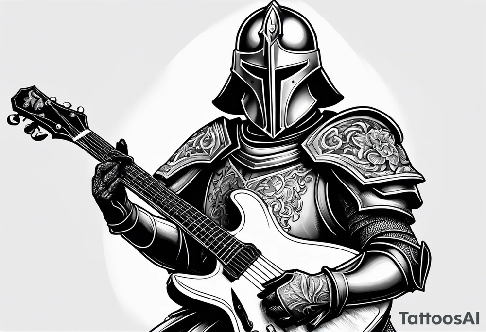 Armor of God knight with guitar tattoo idea