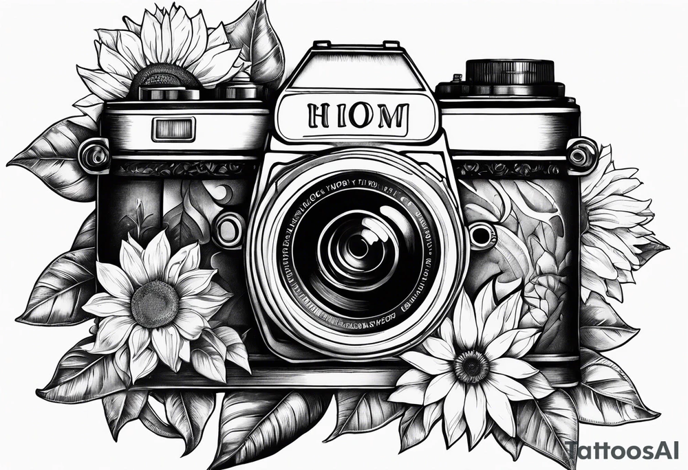 Butterfly, sunflower, camera, book, flower rose tattoo idea