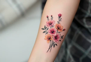 Wildflowers and azaleas clustered together tattoo idea