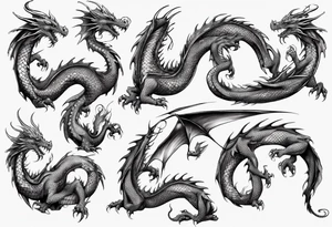 dragon with long body and scales tattoo idea