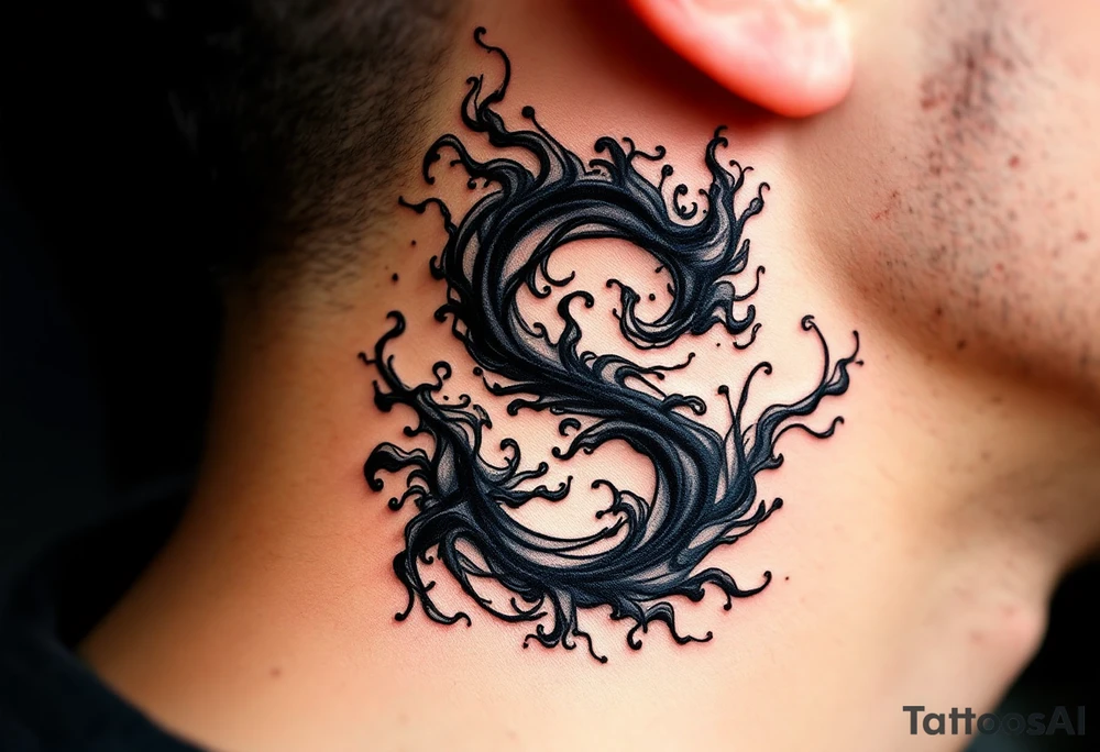 A black ink "S" formed from swirling smoke tendrils fading at the edges. tattoo idea
