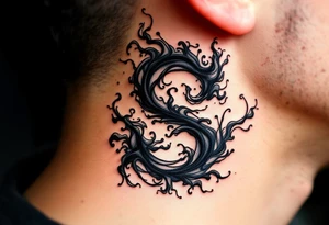 A black ink "S" formed from swirling smoke tendrils fading at the edges. tattoo idea