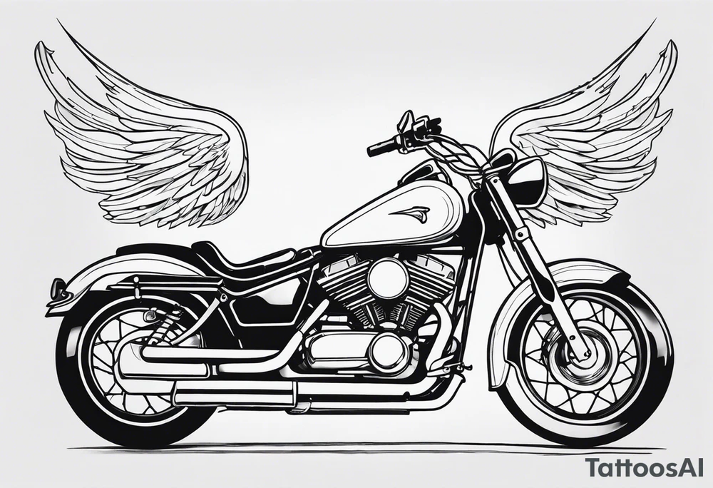 Motorcycle, wings, forest tattoo idea