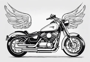 Motorcycle, wings, forest tattoo idea