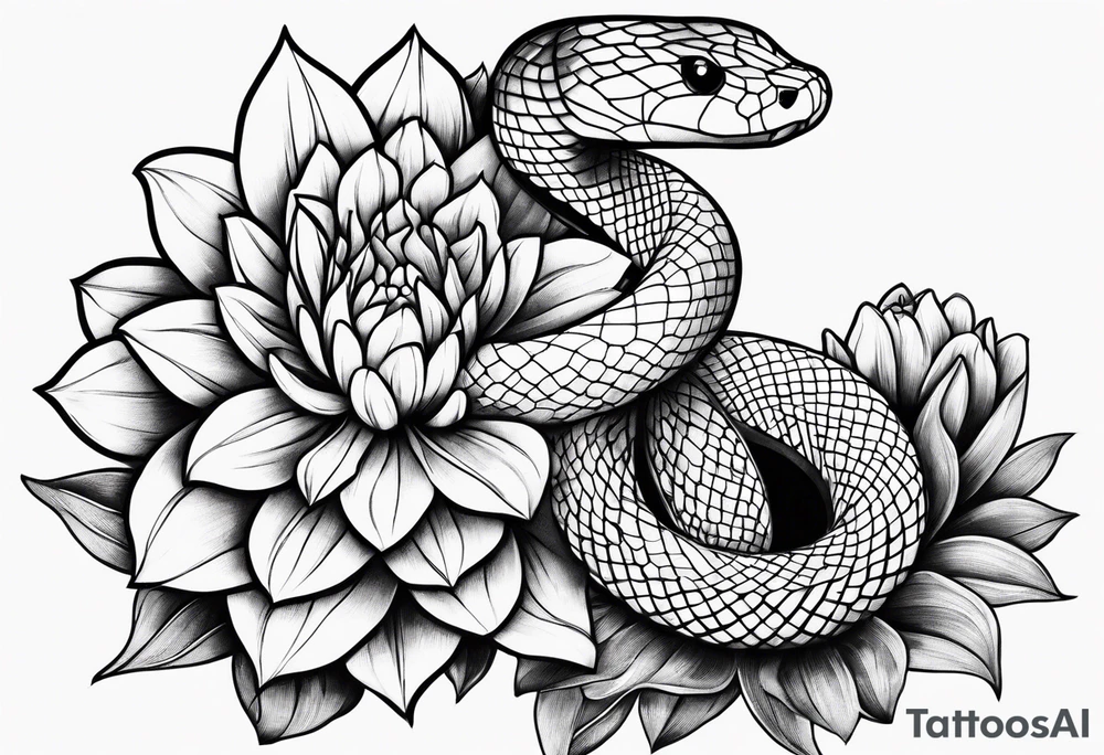 Snake and dahlia tattoo idea
