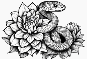 Snake and dahlia tattoo idea