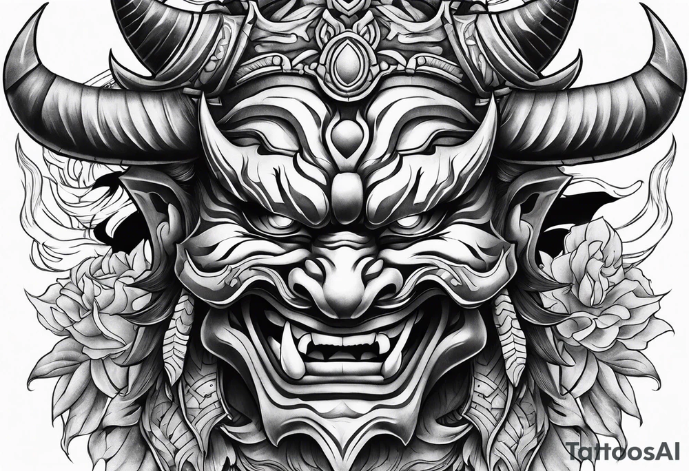 Oni mask tattoo idea