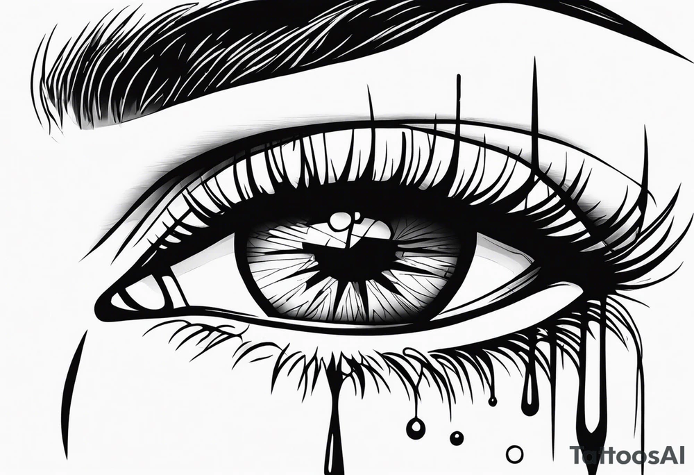 Realistic eye crying tears of tragedy death and betrayal tattoo idea