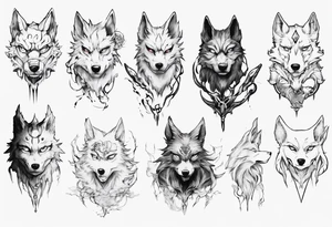 Fantsy wolf anime tattoo idea
