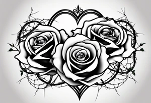 Three roses with barbed wire wrapped around them. Broken heart tattoo idea