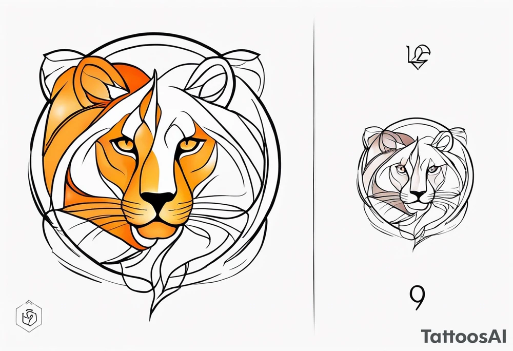 A tattoo in delicate style, so gentle. The symbol zodiac sign, Leo. The sketch should include fire, something delicate like that, and the numbers 7 and 8. With no lion. tattoo idea
