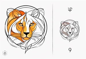 A tattoo in delicate style, so gentle. The symbol zodiac sign, Leo. The sketch should include fire, something delicate like that, and the numbers 7 and 8. With no lion. tattoo idea