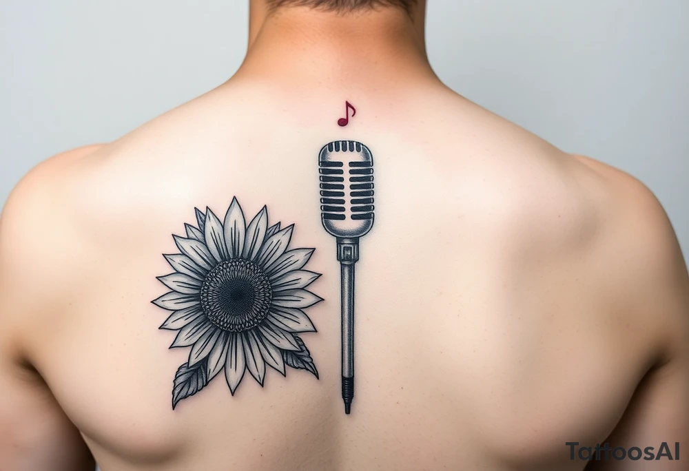 sunflower guitar music notes microphone tattoo idea