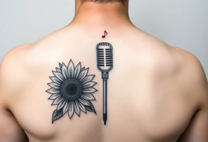 sunflower guitar music notes microphone tattoo idea