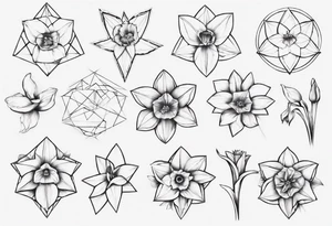 fineline, Daffodil, geometric tattoo idea