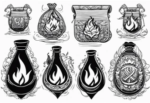 money bags on fire tattoo idea