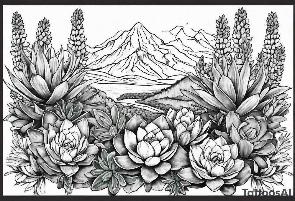 Bluebonnets with succulents tattoo idea