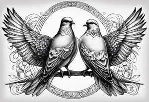 2 doves compas sun tattoo idea