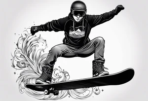 i want a tattoo that encapsulates snowboarding in a fine line american tattoo style tattoo idea