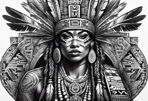 Aztec,gangster, pride,guns,symbols tattoo idea