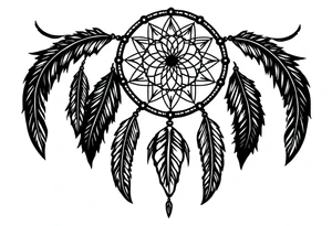 dreamcatcher, with feathers, authentic tattoo idea