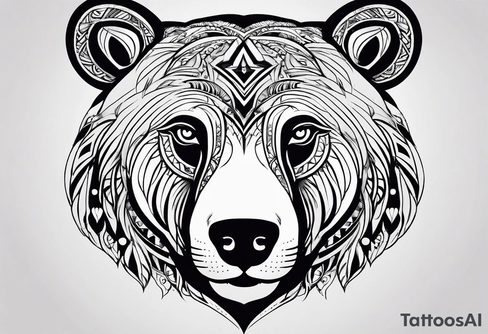 Simple female bear face tattoo idea