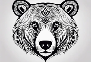 Simple female bear face tattoo idea