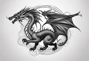 Dragon flying  tattoo in back tattoo idea