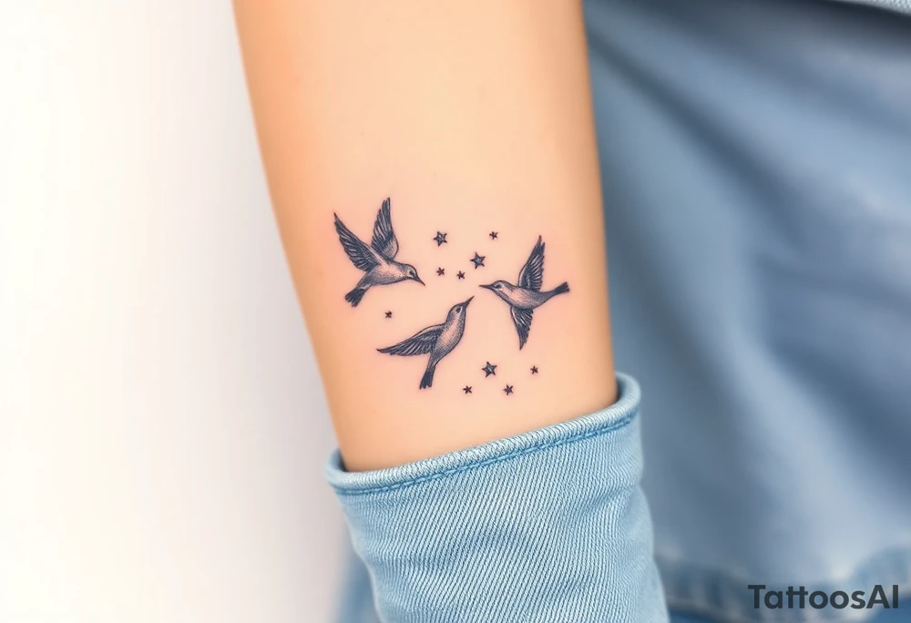 birds flying to the stars tattoo idea