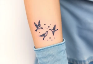 birds flying to the stars tattoo idea