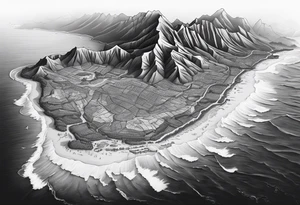 Hawaiian island 3D map tattoo idea