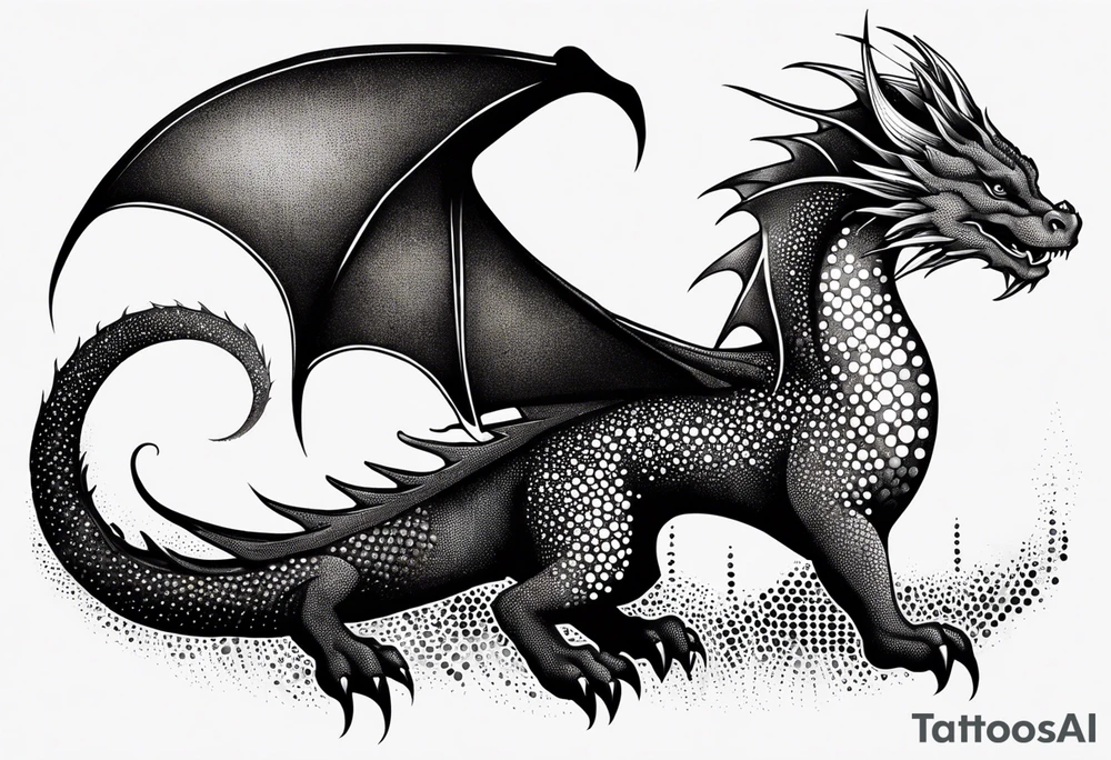 strength, small, western dragon, long tail, elegant, lengthy, pisces tattoo idea