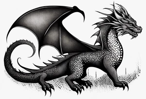 strength, small, western dragon, long tail, elegant, lengthy, pisces tattoo idea