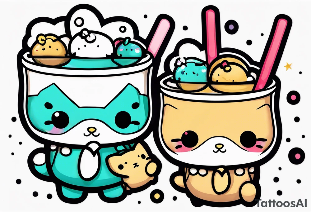 super cute anime boba tea sanrio tattoo idea