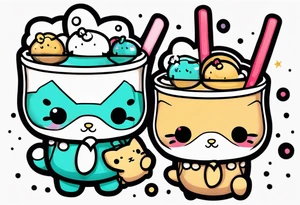 super cute anime boba tea sanrio tattoo idea