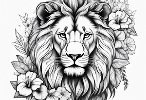 Women lion with hibiscus flowers something inspirational and meaning for the forearm tattoo idea