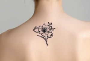 tulips, lily and daffodil clustered together tattoo idea