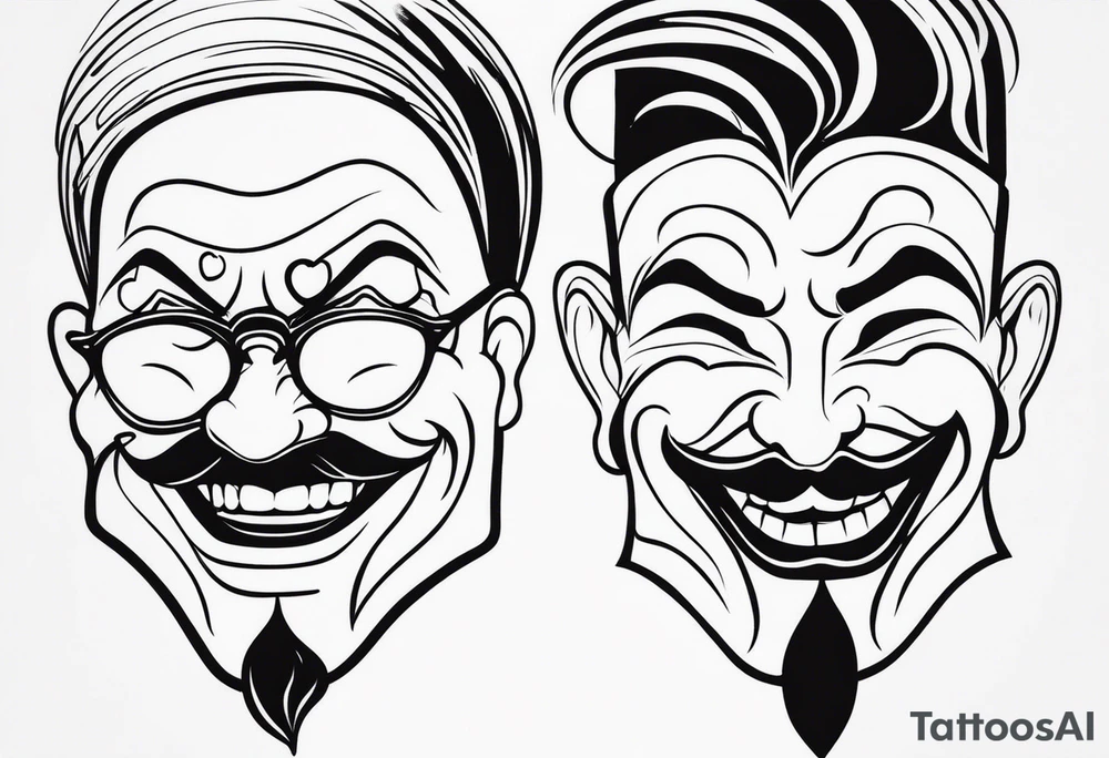 laugh now cry later faces with smoke tattoo idea