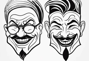 laugh now cry later faces with smoke tattoo idea
