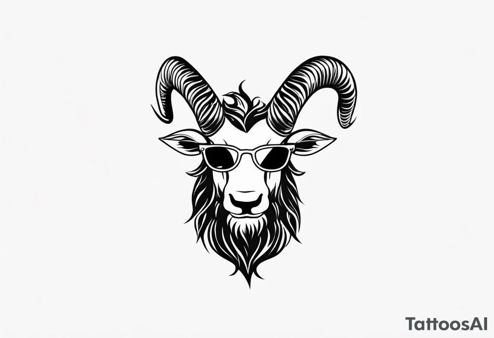 capricorn with beard and sunglasses tattoo idea