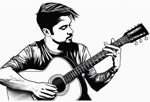 man playing guitar tattoo idea