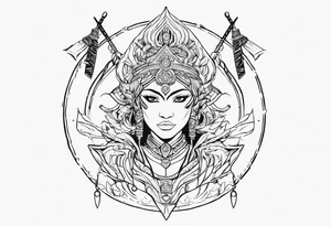 kaali with multiple arms with weapons tattoo idea