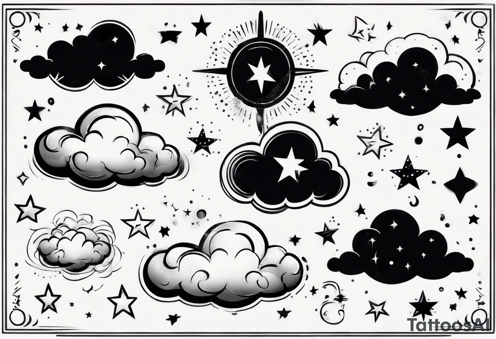 cloud with the date and stars tattoo idea