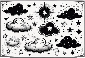 cloud with the date and stars tattoo idea