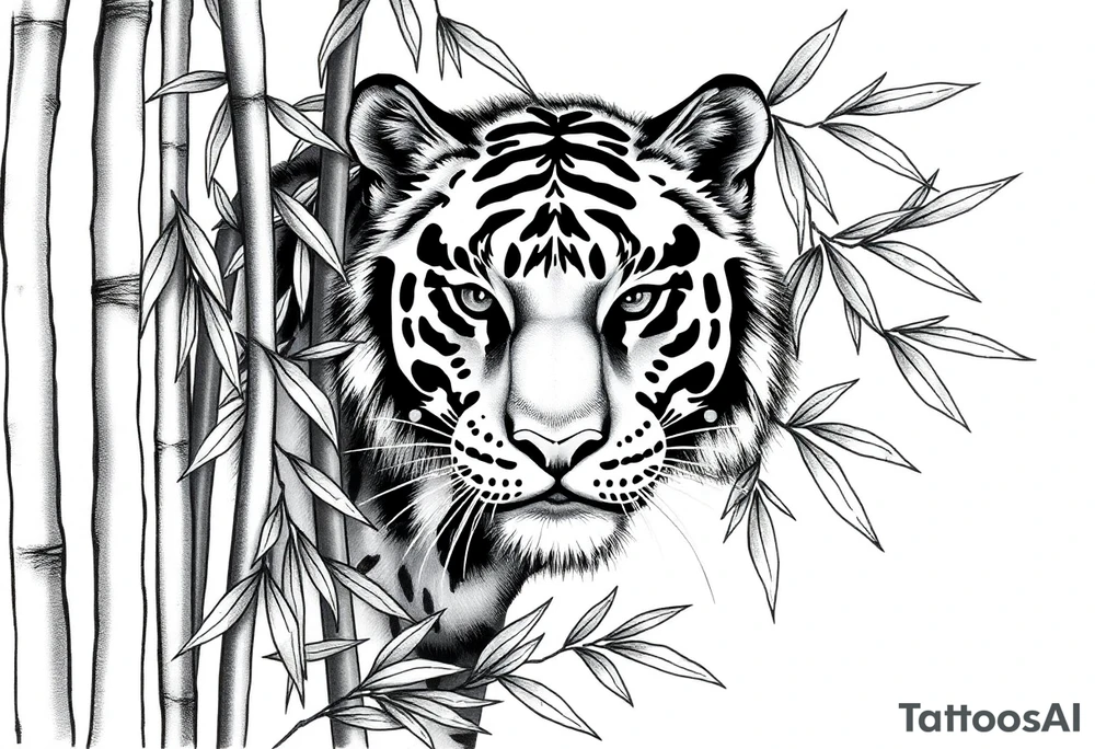 a cleverly hidden tiger, hard to see
in the bamboo forest tattoo idea