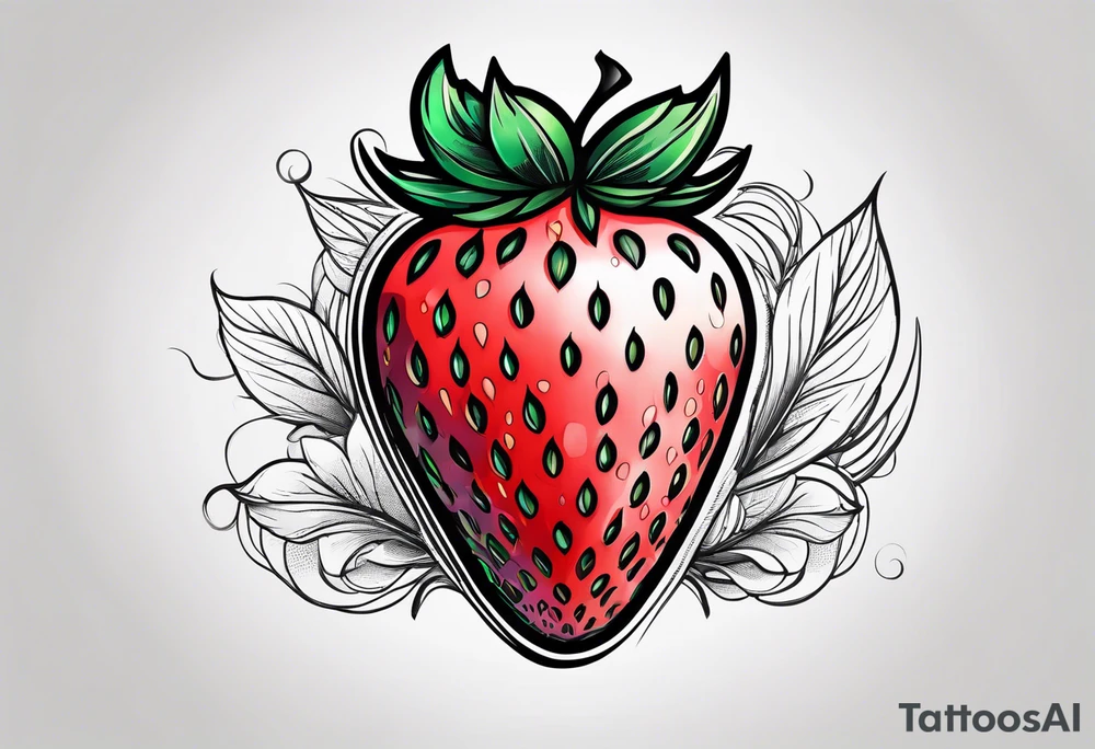 Illustrative one Strawberry tattoo idea