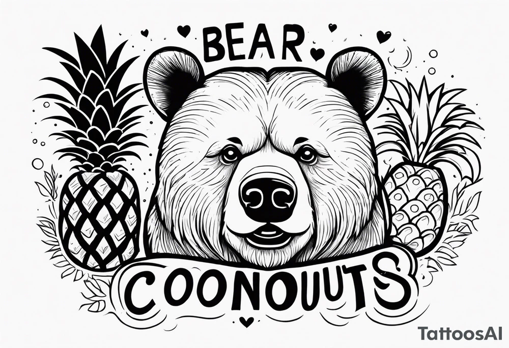 Bear loves pineapples and coconuts tattoo idea